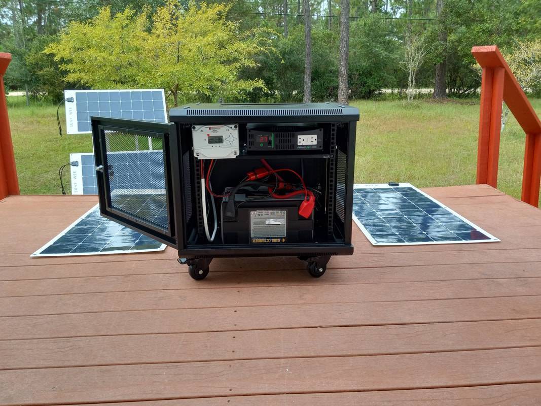 Un generador y paneles solares portátiles con borrador de red
