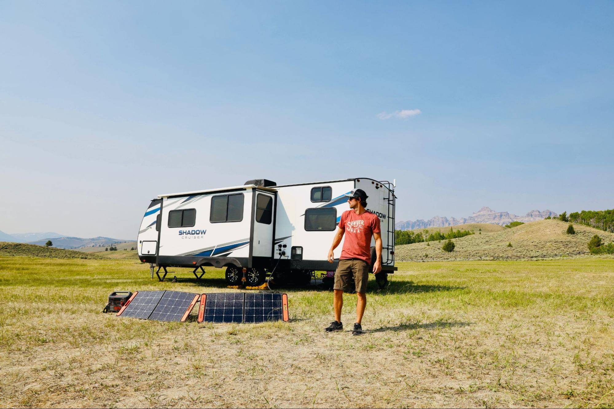 A Trvale Van Being Powered With Solar Panels And Portable Power Station