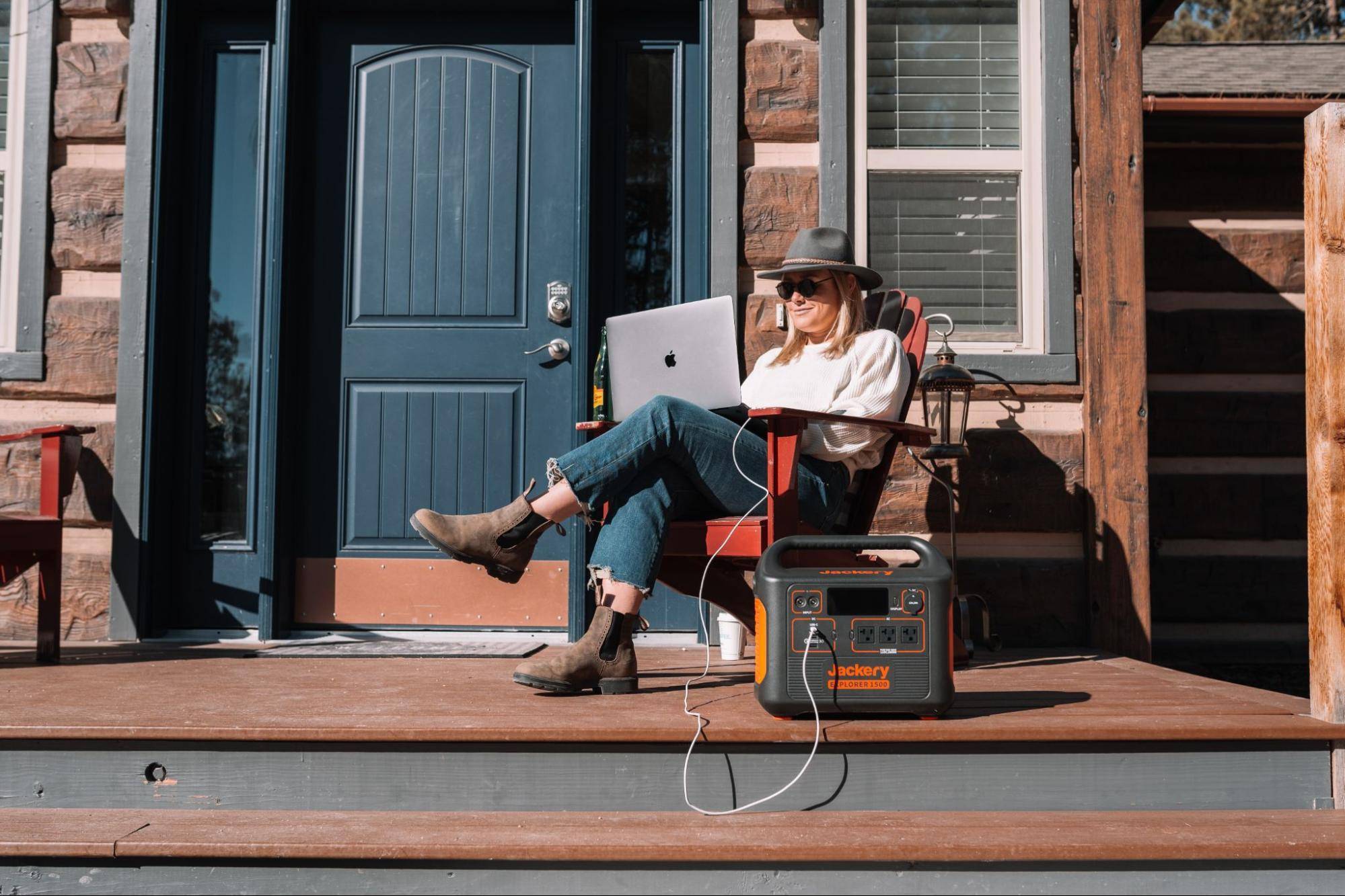 Charging A Laptop Outdooor With Portable Power Station