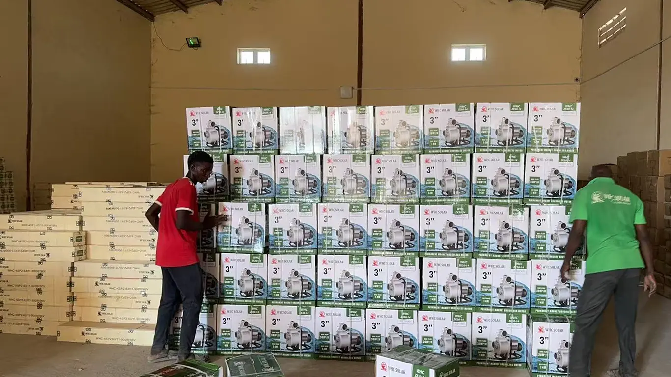 WHC Solar water pump packing and wholesale delivery for African buyers