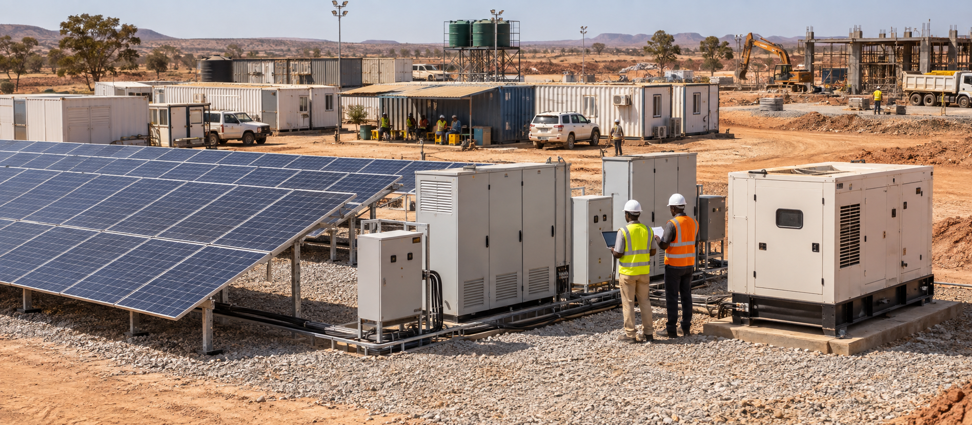 hybrid solar system for an African construction camp